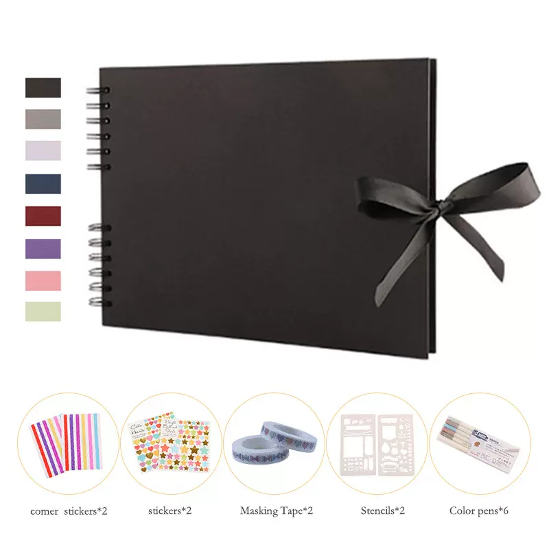 亚马逊热销diy相册 创意横版蝴蝶结收纳册套装拍立得相册批发厂家