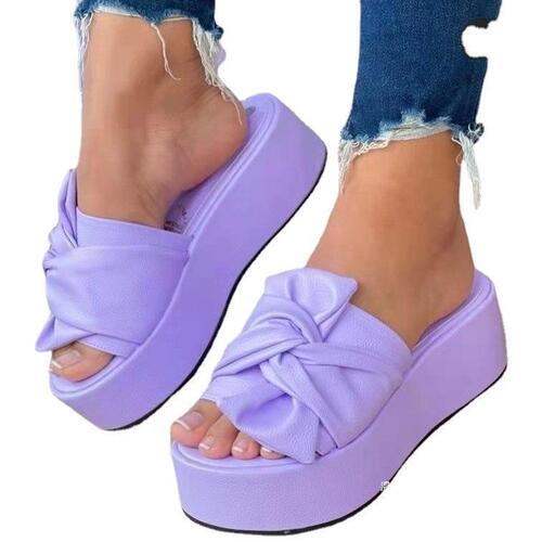 Women's Waterproof Thick Sole Butterfly Knot One-Piece Sandals for Outdoor Wear, Wide Size Slope Heel Beach Slippers Amazon