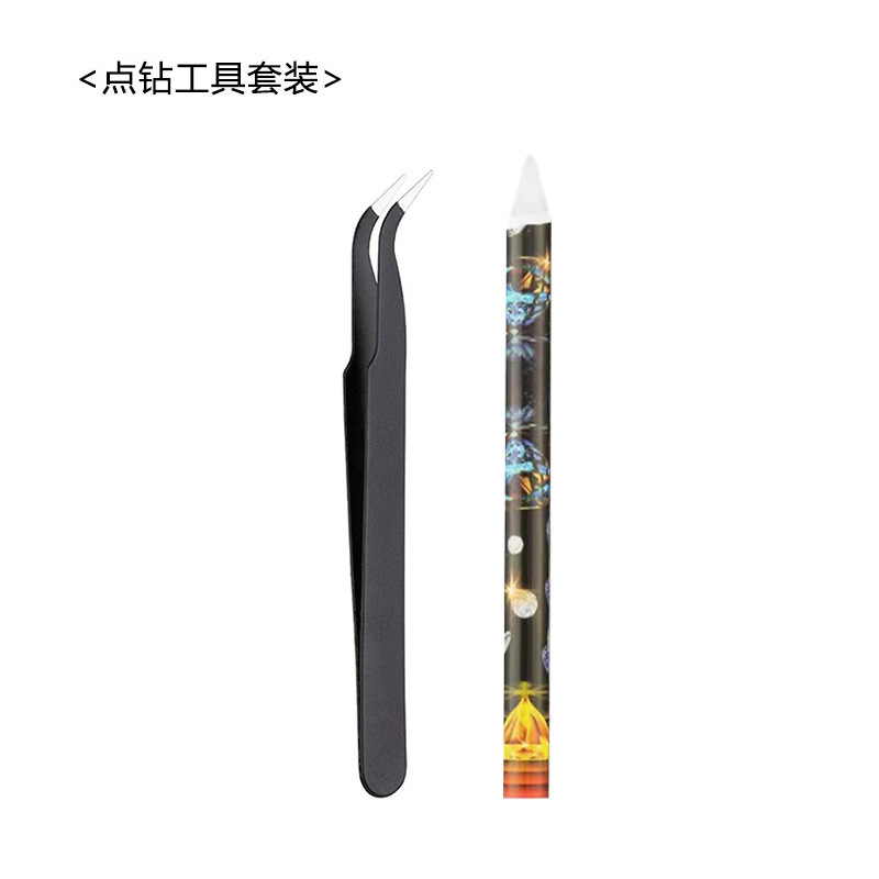 Cross-border nail art tool set with rhinestones, pearl dotting crayons, and tweezers, wholesale