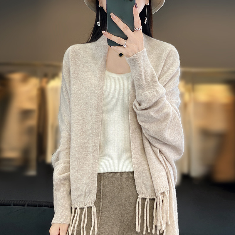 秋冬の新型100純ウールのストールの女性の長袖はゆったりしています。|undefined