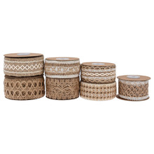 欧美跨境新品经典复古棉麻织带 园艺花瓶装饰沙发材料镂空麻带5Y