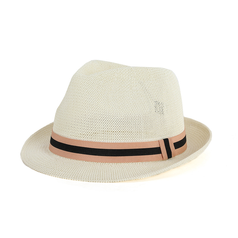 Sombrero verano paja tejido transpirable a prueba de sol estilo coreano pequeño bombín sombrero hombres y mujeres pareja sombrero retro británico a prueba de sol sombrero de jazz