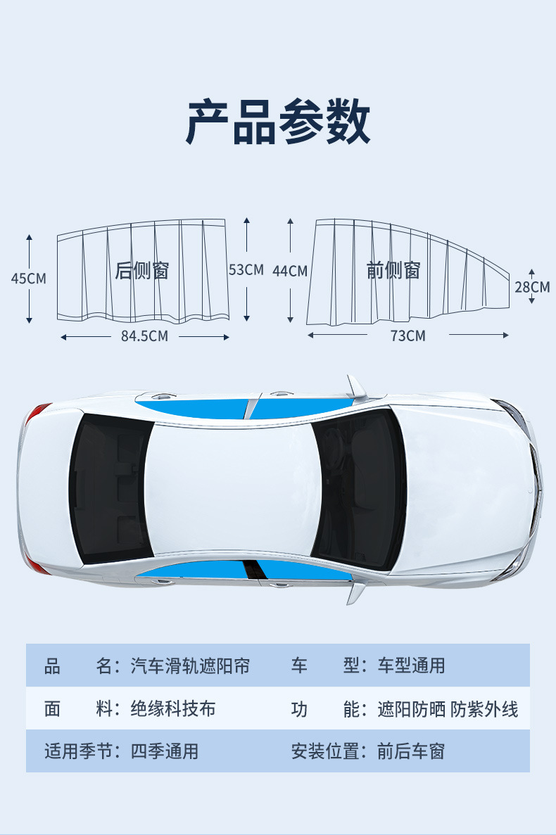 Car Sunshade Curtain for Vehicle Interior, Privacy Track-Type Special Sun Protection, Private Window Shading and Heat Insulation