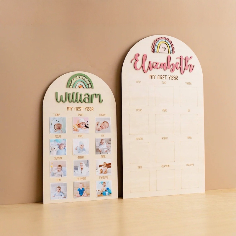 My First Year Photo Frame Wooden Baby Photo Show 12 Month Newborn Souvenir Frame