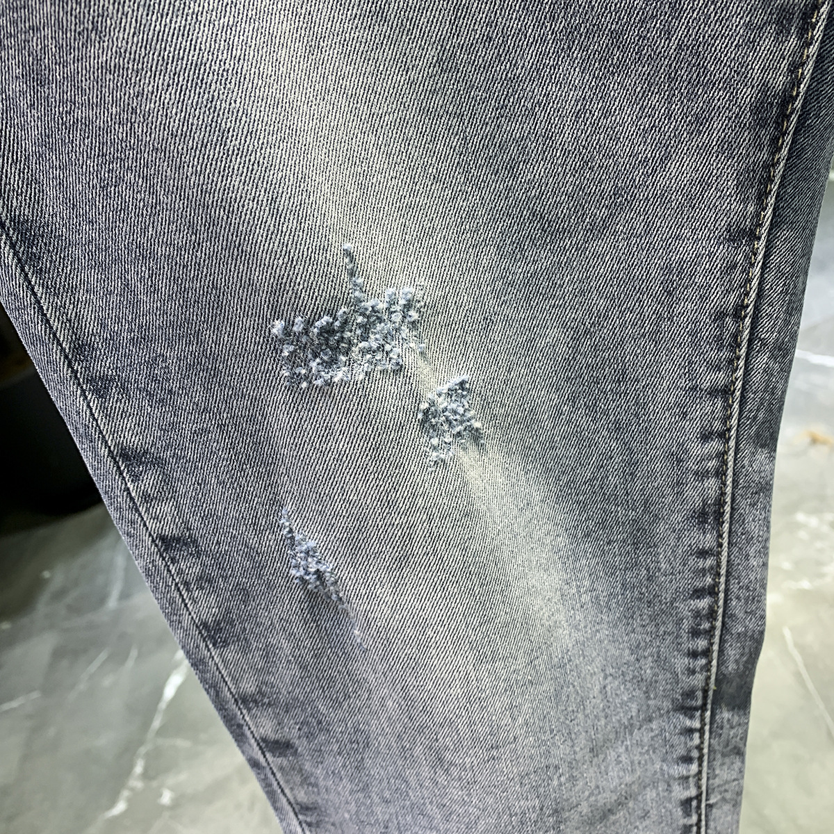 Jean délavé haut de gamme pour hommes, nouvelle marque tendance, élastique, fuselé, polyvalent, coupe ajustée, épais, printemps et automne_voghion.com