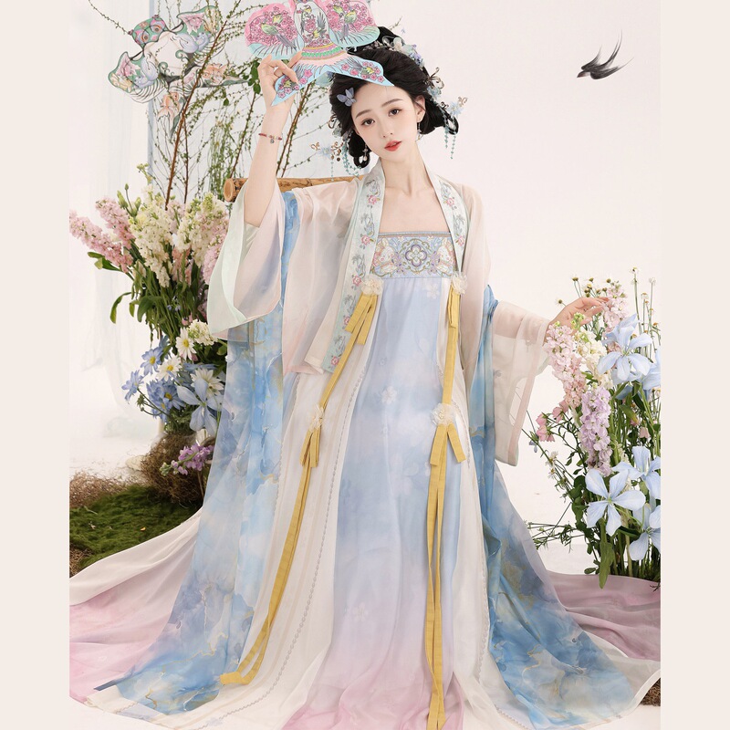 Luozhu Huazhi Tu Tang-Style Hanfu for Women, Famen Temple Shawl, Eight-Piece Set, Chest-Length Suspender Skirt, Spring and Summer Famen Temple Hanfu Luozhu Huazhi Tu Tang-Style Hanfu for Women, Famen Temple Shawl, Eight-Piece Set, Chest-Length Suspender Skirt, Spring and Summer Famen Temple Hanfu