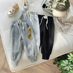 Boys Sports Pants 2024 Spring New Children's Casual Stitching Ankle Pants Baby Fashion All-match Long Trendy Pants