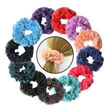 欧美复古纯色流行褶皱雪纺发圈布艺发圈头绳金丝边穆斯林头花厂家