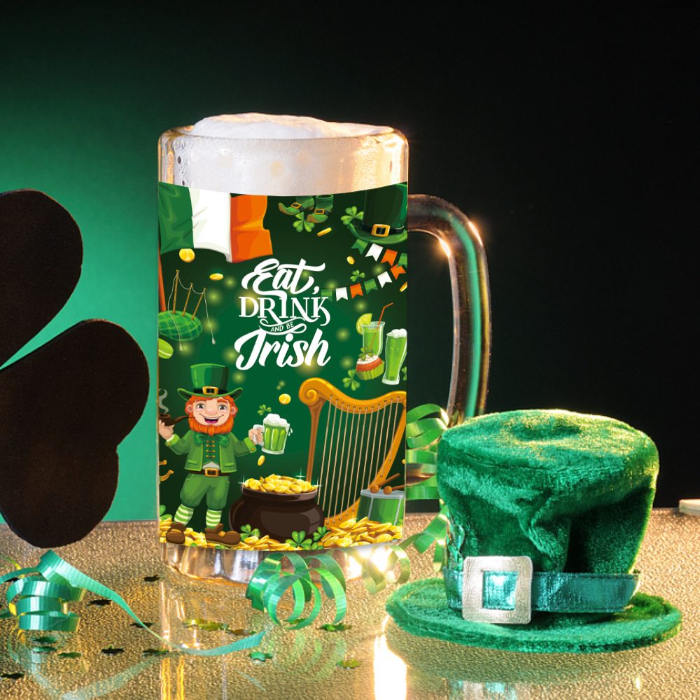 Nuevos productos transfronterizos del día de fiesta irlandés decoración de fiesta del día de San Patricio botella de bebida pegatinas adhesivas