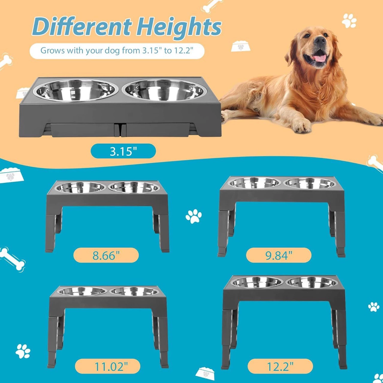 Поднятие кормушки для домашних животных:Cannot determine height/angle-adjustable миска для собаки и кошки, антивытекательная, средняя/большая собака