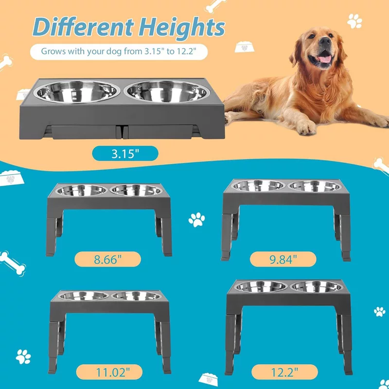 Поднятие кормушки для домашних животных:Cannot determine height/angle-adjustable миска для собаки и кошки, антивытекательная, средняя/большая собака