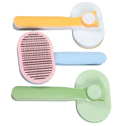 Cat comb cross-border one-click removes floating hair stainless steel needle pet brush cleaning and grooming supplies pet brush