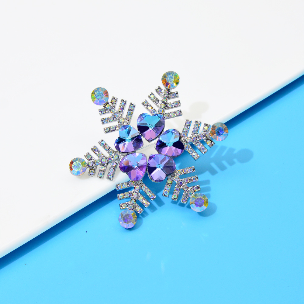 Élégant Flocon De Neige En Métal Incrustation Strass Broches Unisexe display picture 3