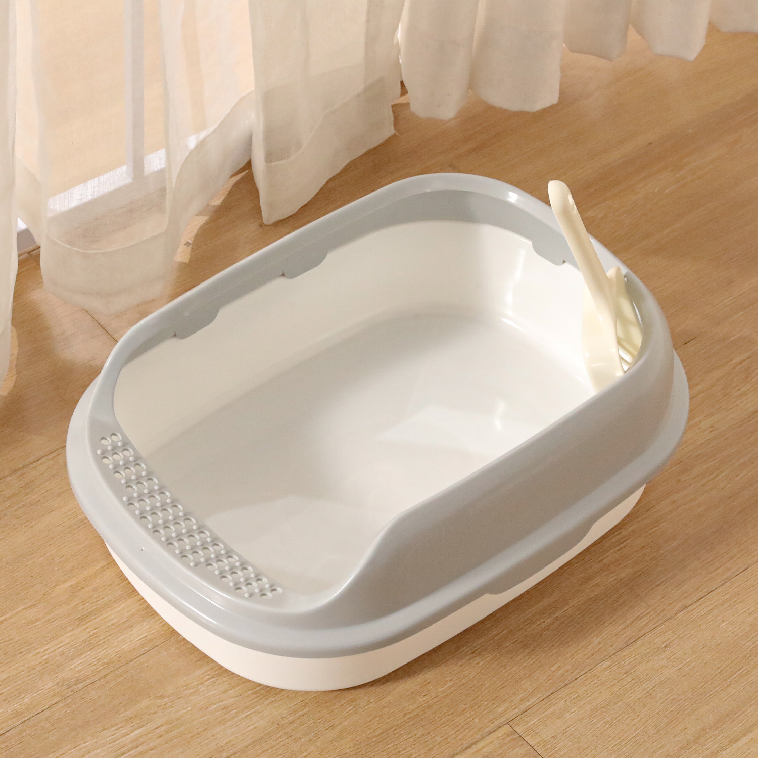 Lavabo de arena para gatos, inodoro para gatos semicerrado de gran tamaño, cerca alta, palangana de heces para gatos, palangana de arena para gatos, suministros para mascotas para gatos
