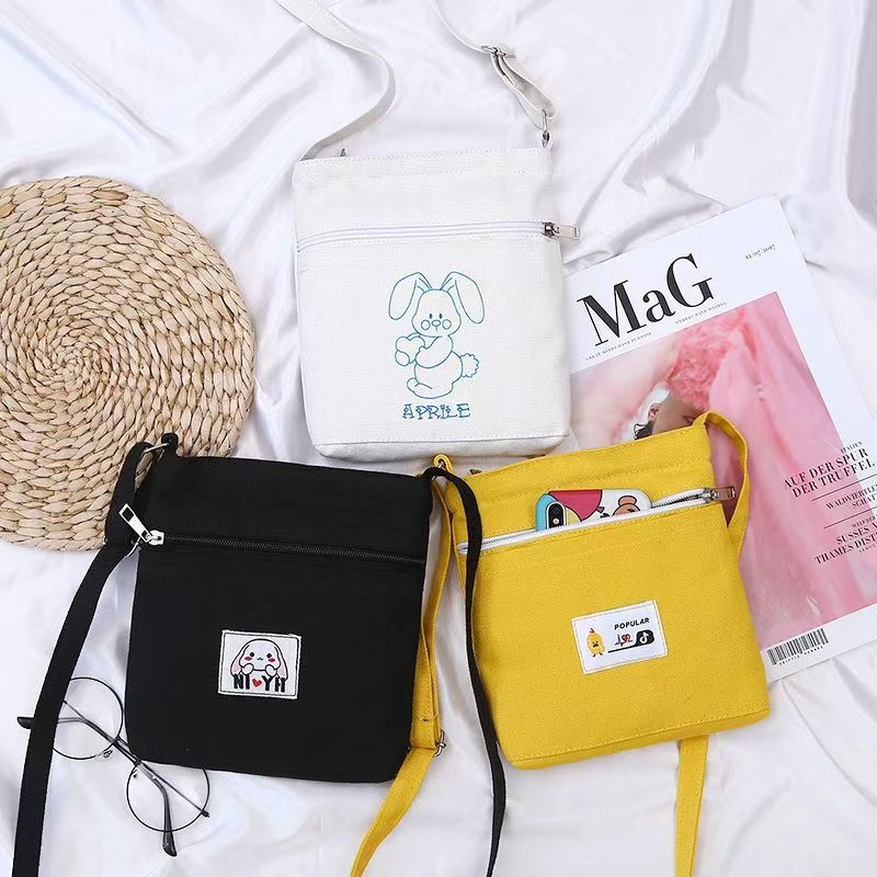 가방 여성 미니 학생 귀여운 휴대용 휴대 전화 가방 Ins 패션 휴대 전화 동전 지갑 가방 어깨 캔버스 가방