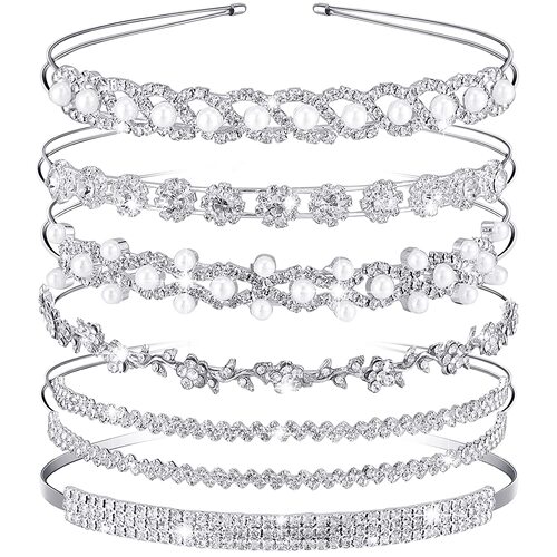 Amazon's new rhinestone pearl headband set bridal jewelry double-layer thin headband children's crown headdress wholesale