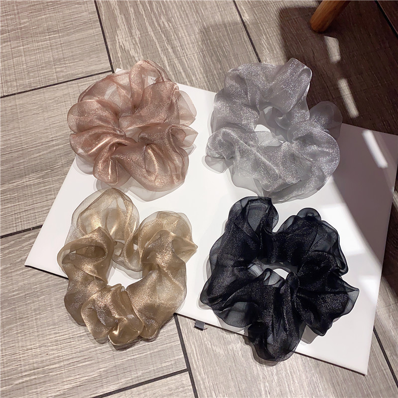 대형 창자 헤어 루프 여자의 슈퍼 요정 대형 진주 메쉬 Organza 헤어 로프 헤어 한국 인터넷 연예인 헤어 액세서리