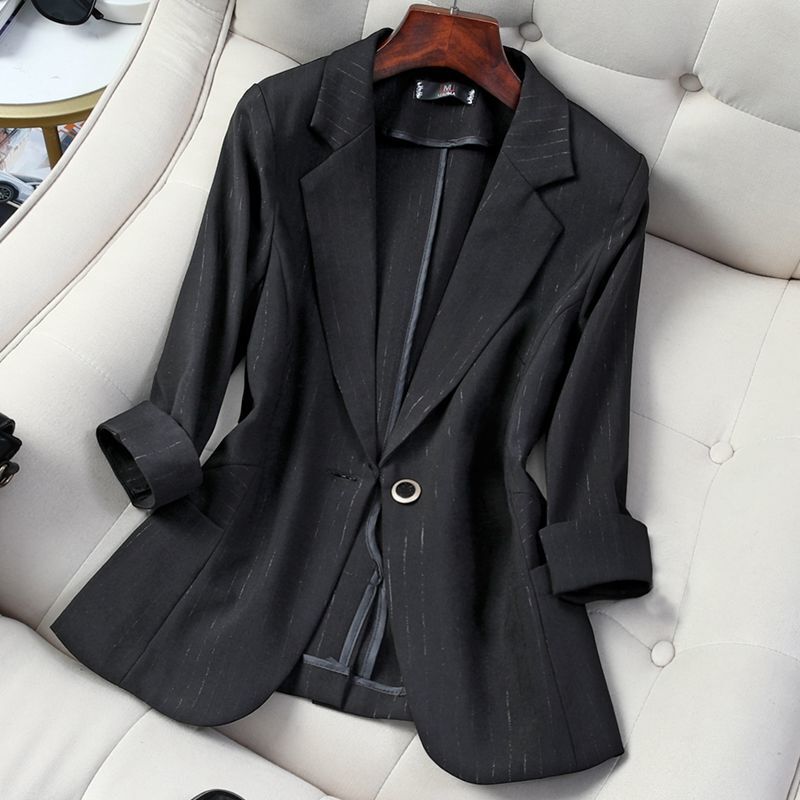 Summer Thin Casual Blazer for Women, Spring Plus-Size Style, Elegant Korean-Style Short Suit for Petite Women