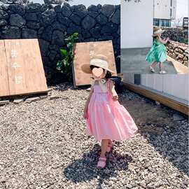女童裙子丝吊带蝴蝶结连衣裙公主裙26春夏装新款外贸童装代发