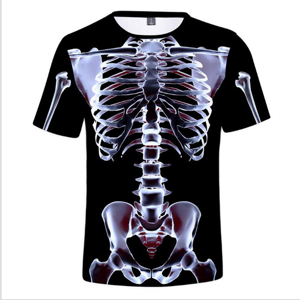2025年夏の新作外国貿易モデル、筋肉質男性向け3DデジタルプリントメンズラウンドネックTシャツ半袖デザイン