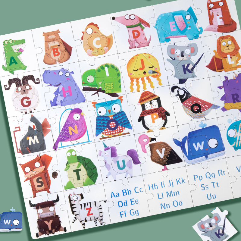 Educación temprana de iluminación al por mayor, entrenamiento de emparejamiento cognitivo digital divertido, rompecabezas de letras de animales, juguetes de bloques de rompecabezas para niños image 4