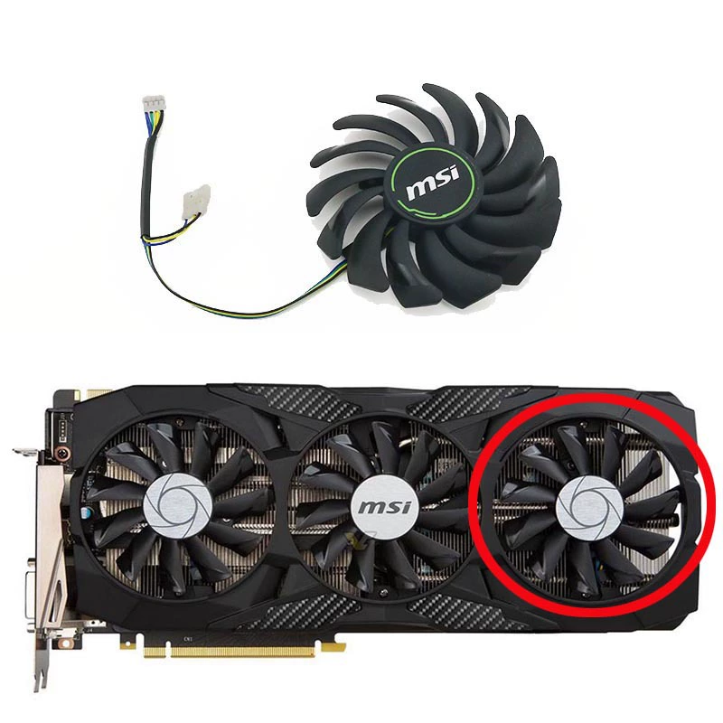 Кулер для видеокарты, совместим с MSI GTX 1070/1080 DUKE 8G Dark Dragon, три вентилятора PLD09210