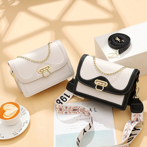 Manufacturer's bag for women 2024 new fashion contrasting color one-shoulder small square bag casual simple cross-body bag for women one-piece drop shipping