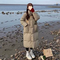 2025 новая пуховая хлопковая куртка женская зимняя пуховая куртка средней длины до колен в корейском стиле свободная утолщенная хлопковая куртка модная