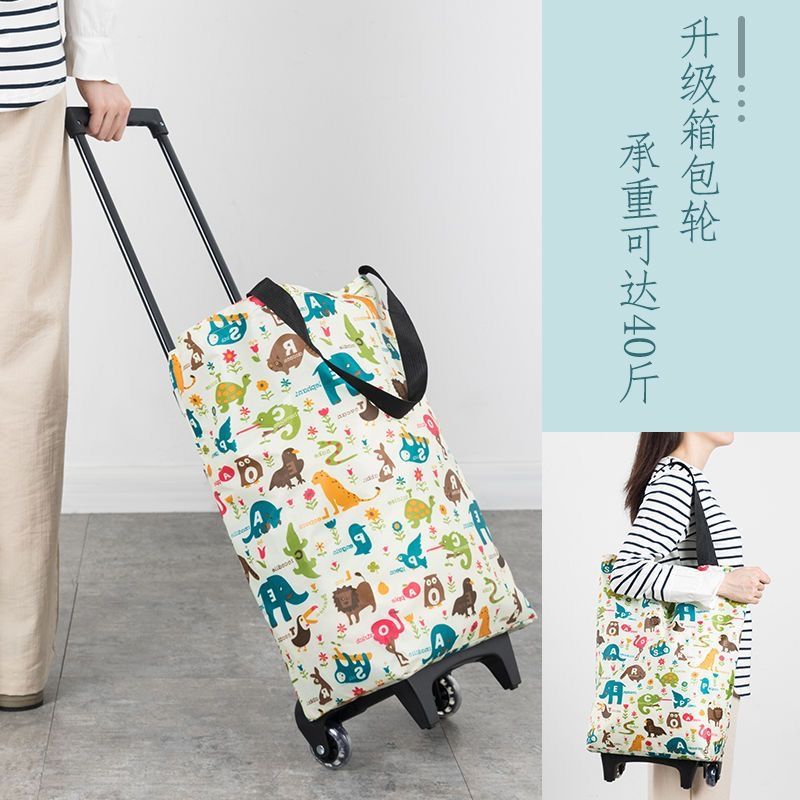 Foldable Shopping Cart with Wheels, Portable Trolley for Groceries, Supermarket Cart, Household Small Cart