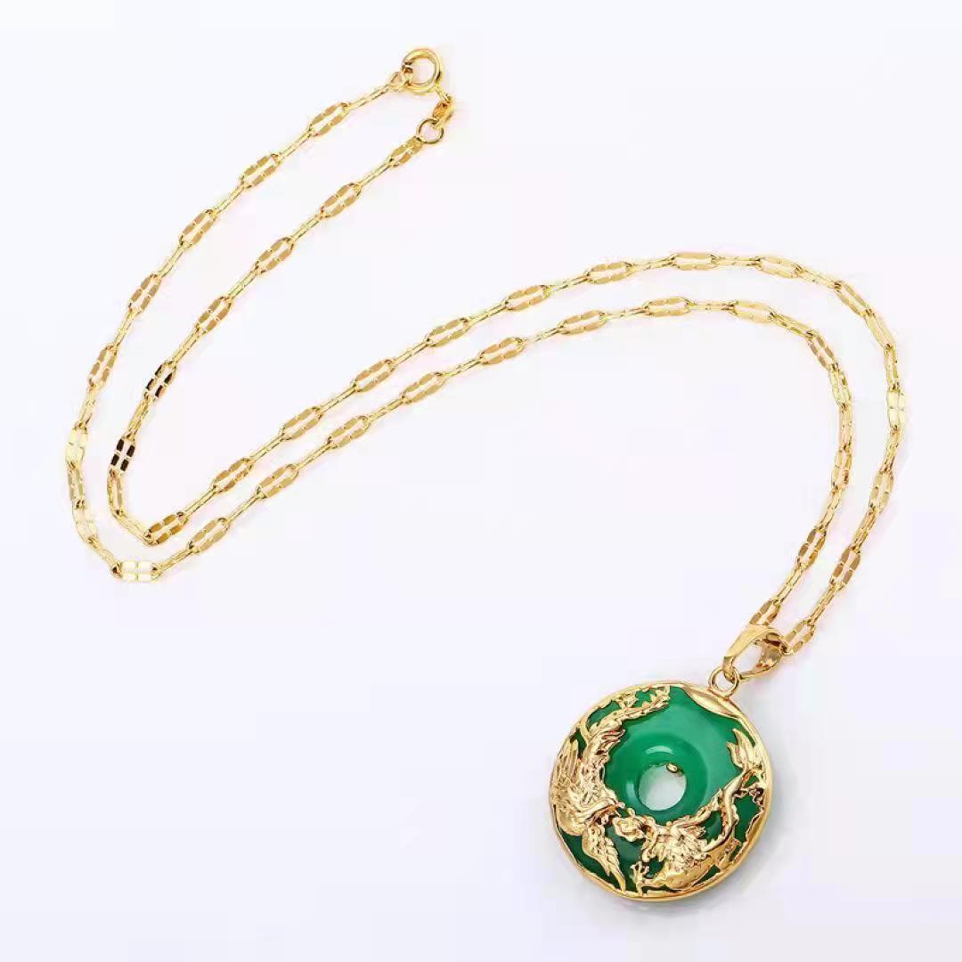 Vietnamese Dragon And Phoenix White Chalcedony Pendant Necklace_voghion.com