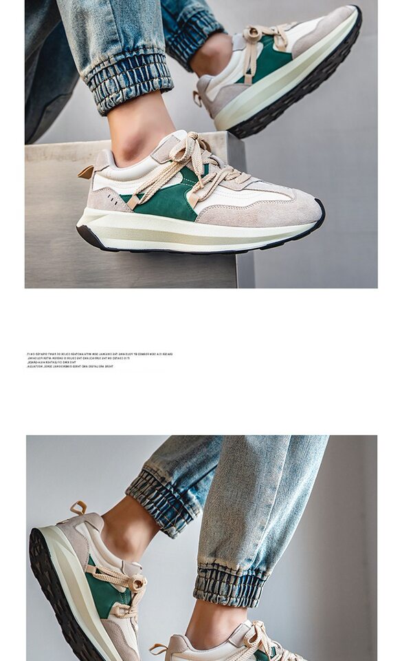 Giày sneaker nam phối màu , nhẹ thoáng khí, đế bệt — màu xanh, màu xám chi tiết 7