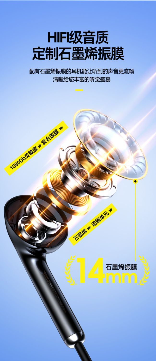 2025 new model Bluetooth earphones, wireless neckband type, ultra-long battery life, suitable for gaming on Apple, OPPO, Xiaomi, and vivo