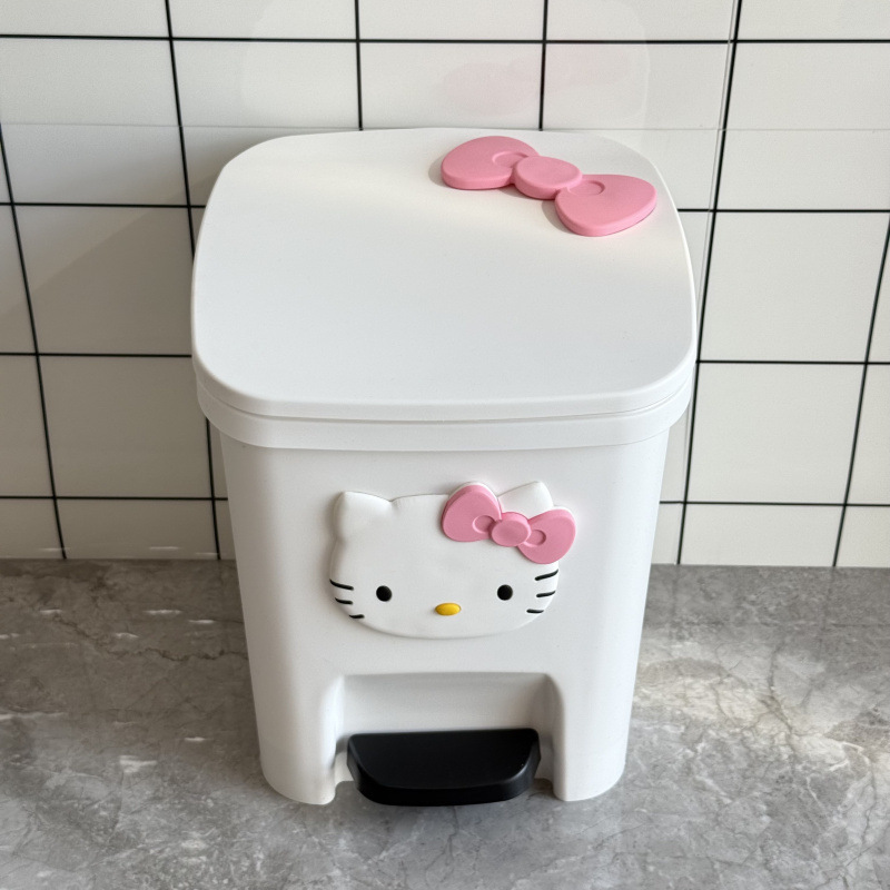 ハローキティ ゴミ箱 漫画 かわいい 高価値 家庭用 リビングルーム ベッドルーム 足踏み式 蓋付き 大容量 バスルーム|undefined