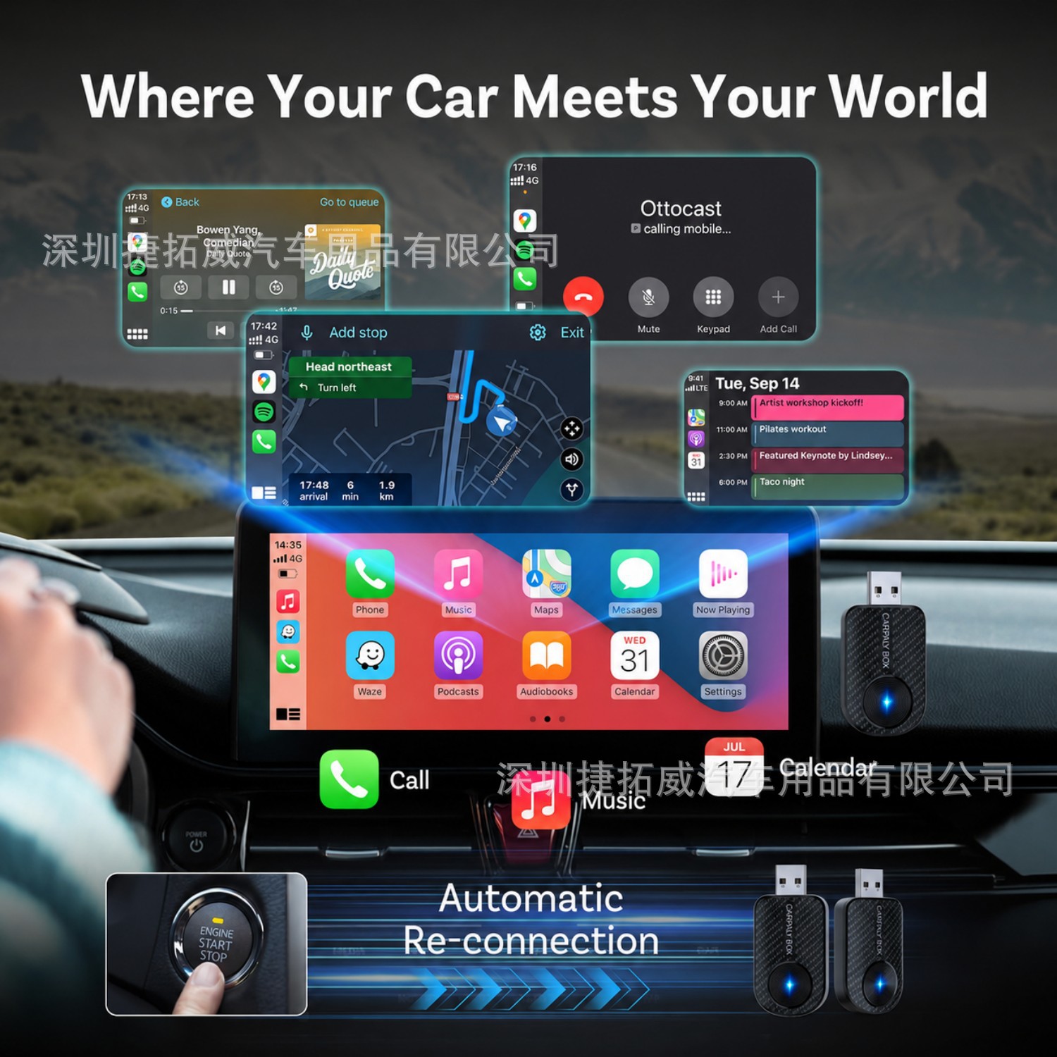 2-in-1 Wired to Wireless Carplay Box Android Autocarplay Box Car Screen Projection Converter