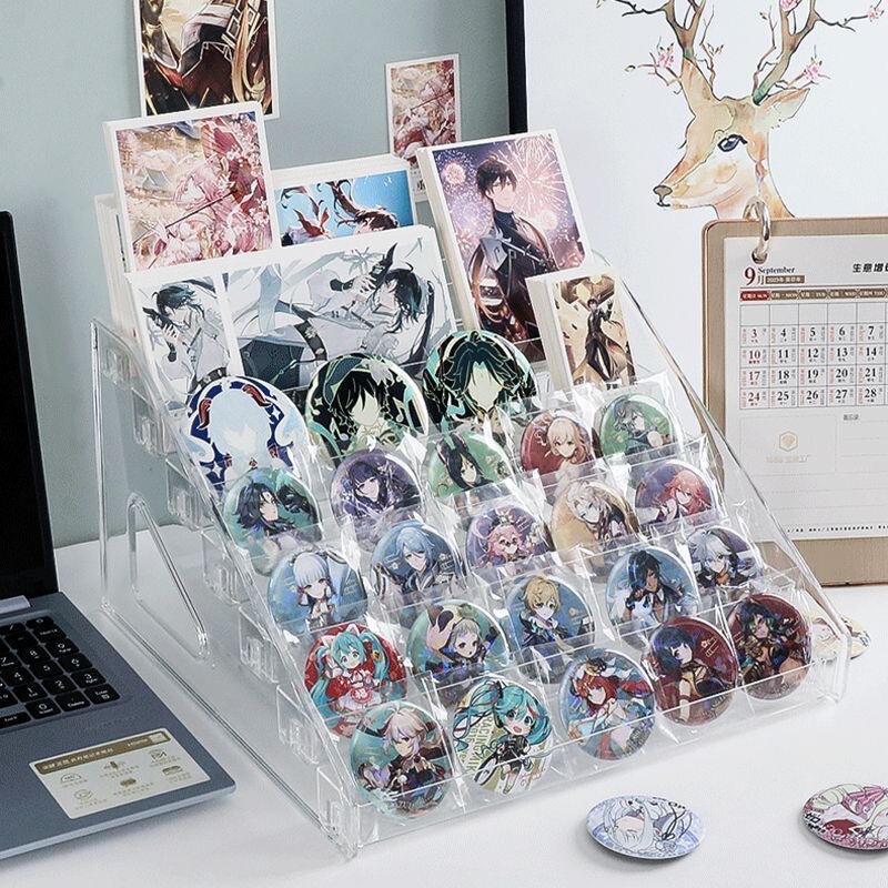 透明バー展示棚デスクトップ流麻アニメ周辺バッジ収納ケース谷子棚陳列棚|undefined