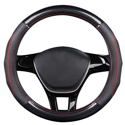 Steering wheel cover Wheel Cover Nappa Leather Anti-Slip - red-round-38cm