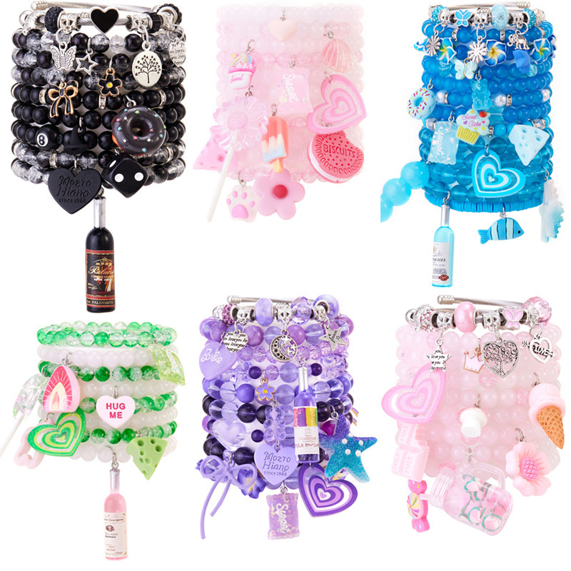Original Y2K Dopamine Playful Beaded Bracelet with New Realistic Food Toys, Colorful Fruit, Niche Flowers, and Dessert Bracelets