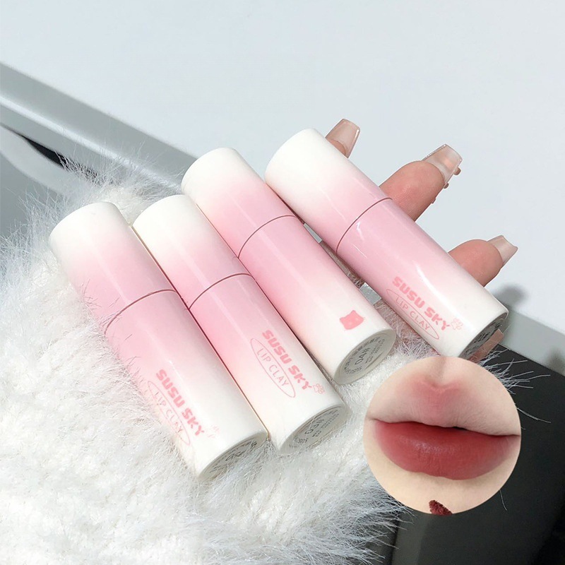 SUSU SKY Balloon Kitten Matte Lip Mud/Lip Gloss - Velvety Finish, Brightens Complexion, Silky Smooth, Non-Drying, Makes Skin Brighter, Suitable for Cross-Border Students