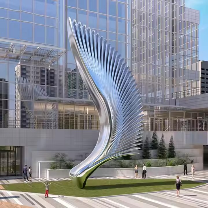 Скульптура крыльев из нержавеющей стали