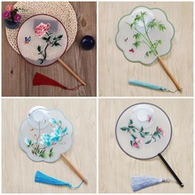 双面绣古风团扇仿苏绣女式圆形扇子汉服国风团扇中国风舞蹈扇子