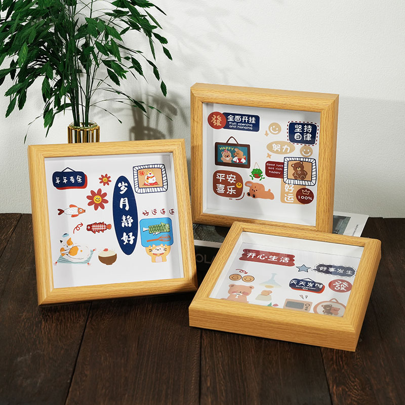 Ping An Xile inspirational photo frame table three-dimensional square mini photo frame hollow glass oil painting stick picture frame Ping An Xile inspirational photo frame table three-dimensional square mini photo frame hollow glass oil painting stick picture frame