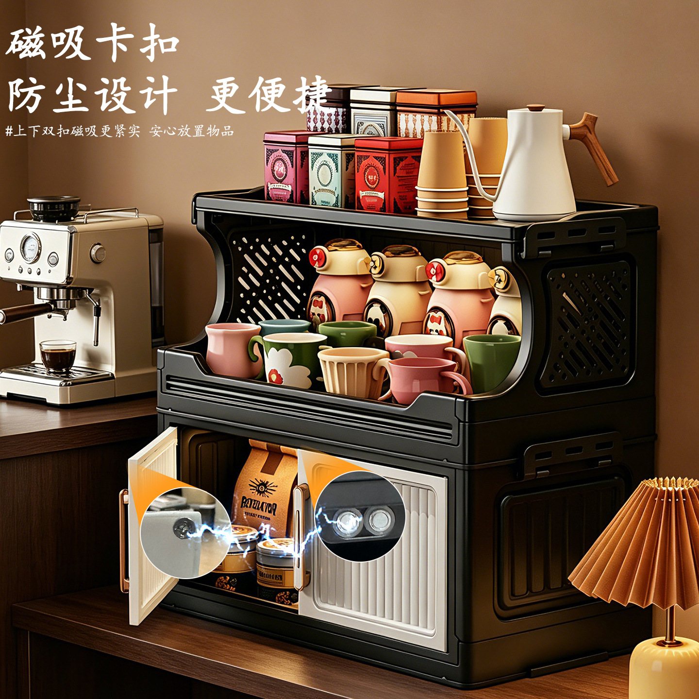 化妆品收纳盒桌面高级感口红收纳盒大容量梳妆台护肤品置物架A4纸