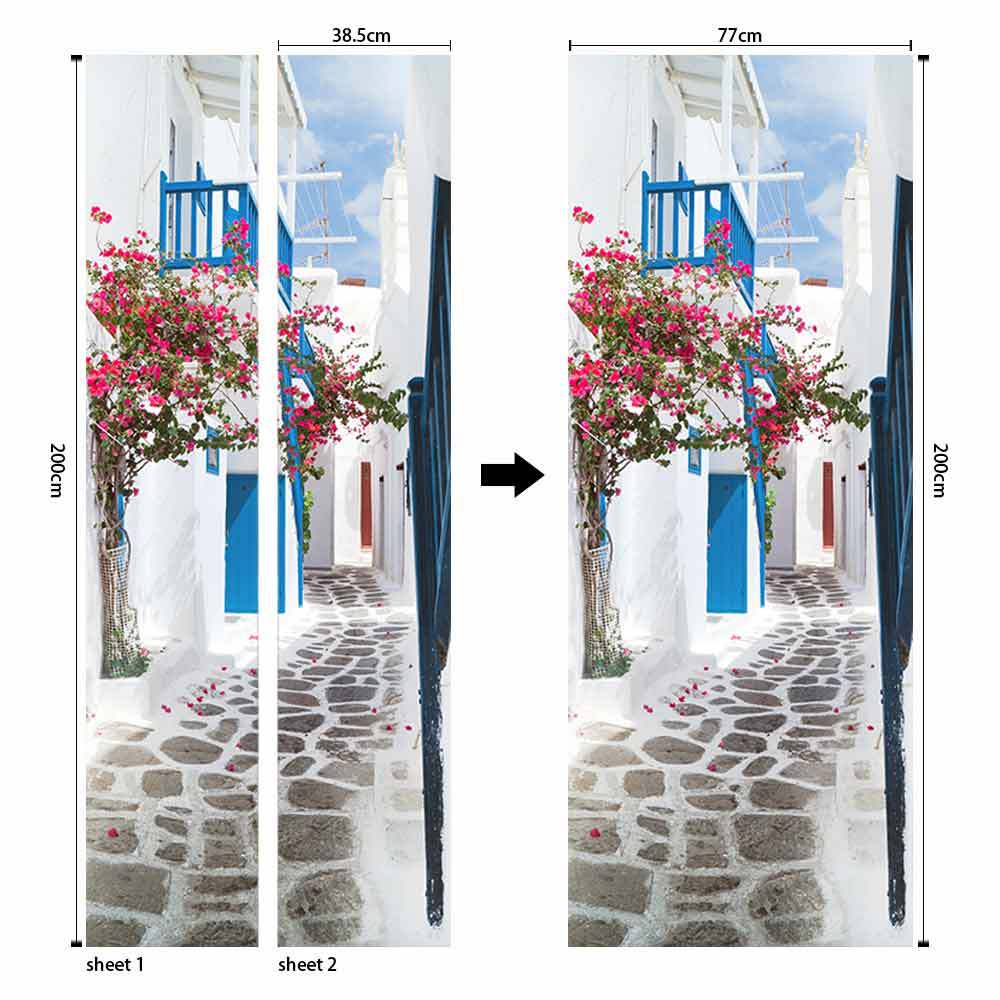 Pegatinas para puertas 3D respetuosas con el medio ambiente, autoadhesivos, fabricantes de origen al por mayor, patrones populares transfronterizos de alta definición, adhesivos para puertas impermeables, a prueba de aceite y antiincrustantes