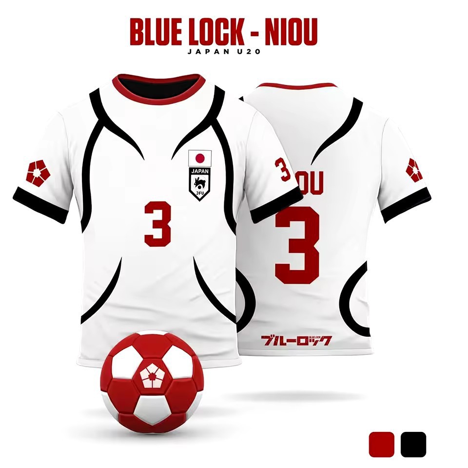BLUE LOCK日本U20动漫球衣3D数码印花男式短袖T恤夏季运动休闲圆