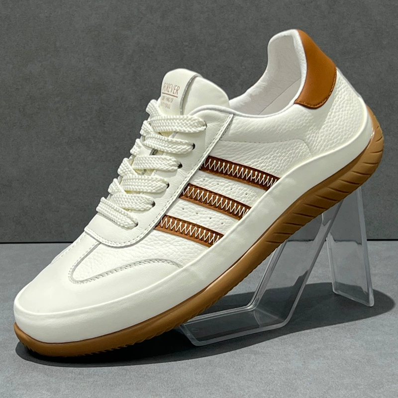 Немецкой тренировочной обуви мужская кожа дышащая весна новая модная повседневная обувь продвинутый спортивный бег белый арган обувь мужской