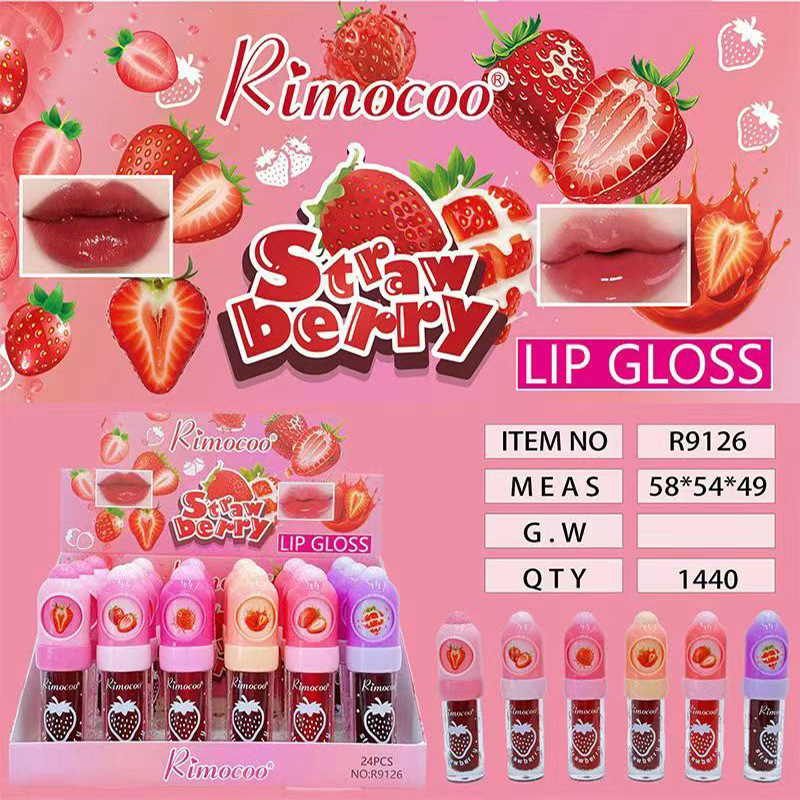 Rimocoo nuevo comercio exterior transfronterizo amor batería labial humectante serie de fresa batería labial frutas esmalte labial image 4