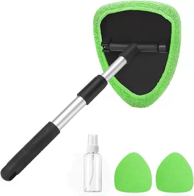 Factory Wholesale Telescopic Pole Car — Car cleaning tools - 1-set-pentagonal-telescopic-pole-3-green-cloth-covers-spray-bottle