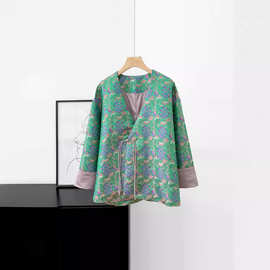 杨幂同款新中式国潮风非遗宋锦刺绣外套提花缎盘扣上衣轻奢