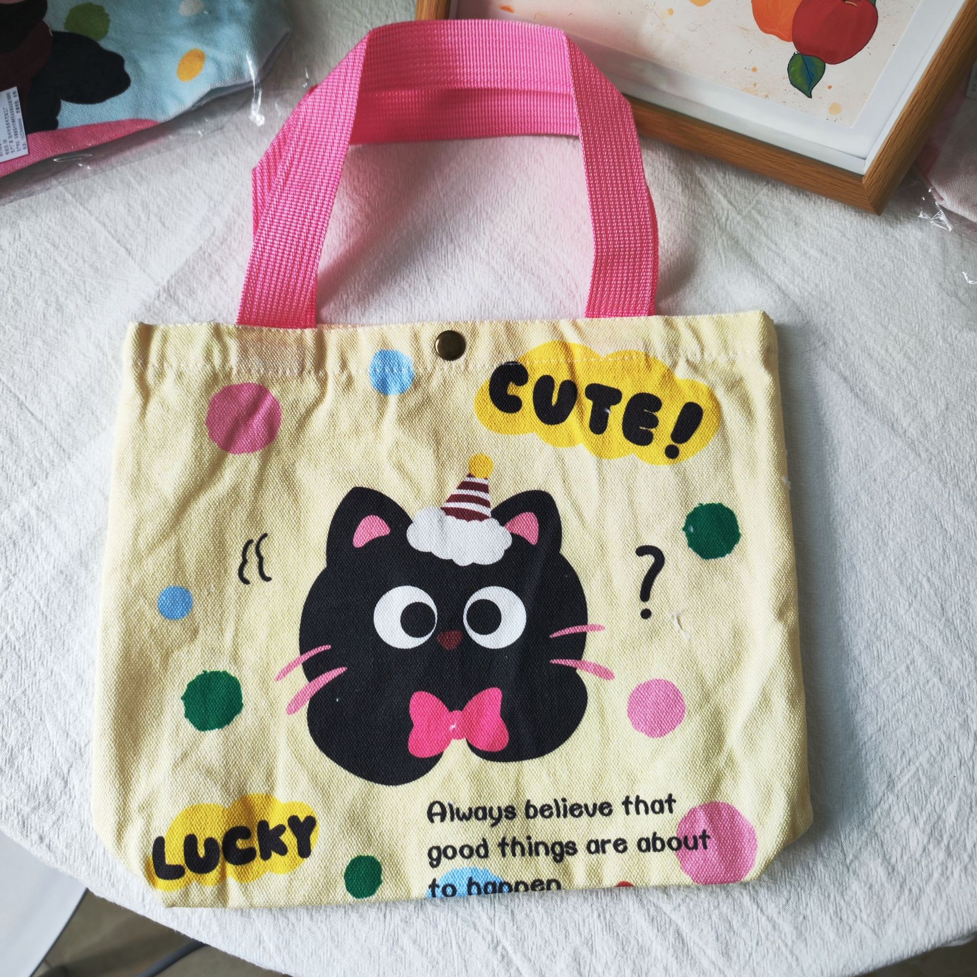 Bolsa de lona, bolsa de lona de dibujos animados, bolsa de mano, bolsa de almuerzo, bolsa de mano simple, bolsa de viaje para oficina image 23