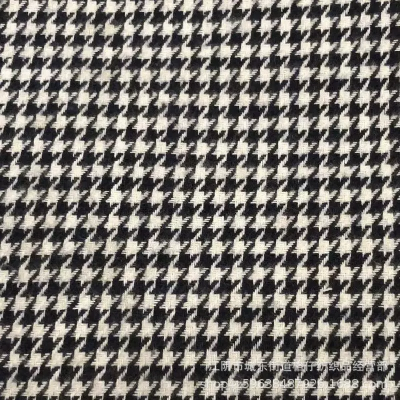 现货千鸟格涤棉色织布衬衫沙发抱枕里布面料21支涤棉混纺家居家纺